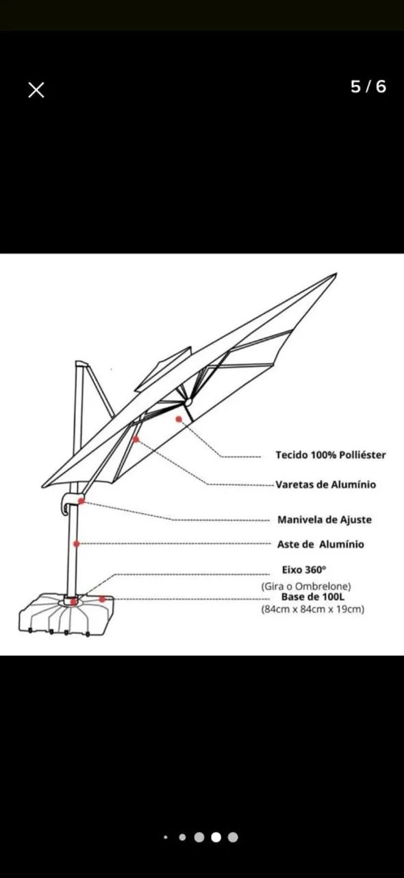 Ombrelone Laffite 3m X 3m Ajustável Com Base - Foto 5