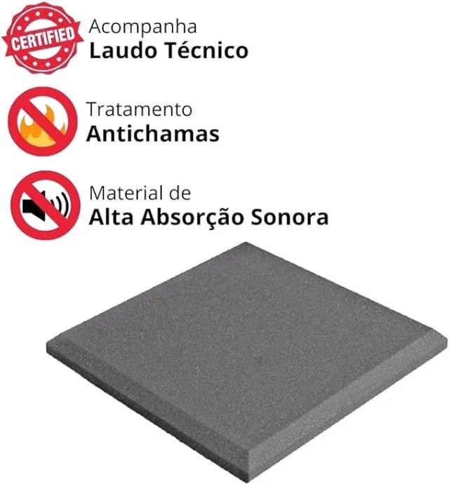 Conjunto de 10 placas de espuma acústica 50x50x2cm lisa Novo - Foto 4