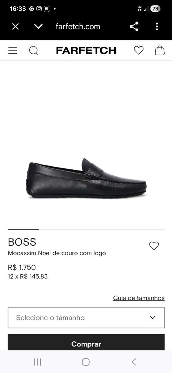 mocassins BOSS Noel de couro preto  - Foto 4