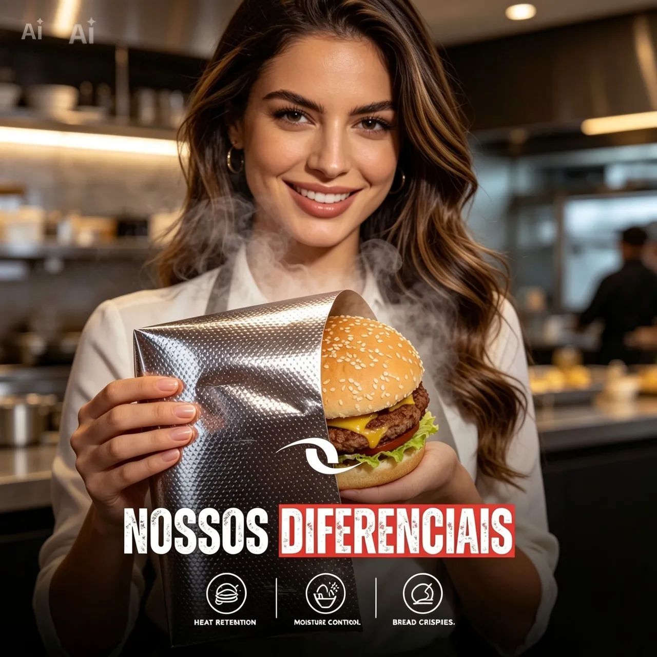 Papel alumínio laminado para lanche hamburguer mantém a temperatura 