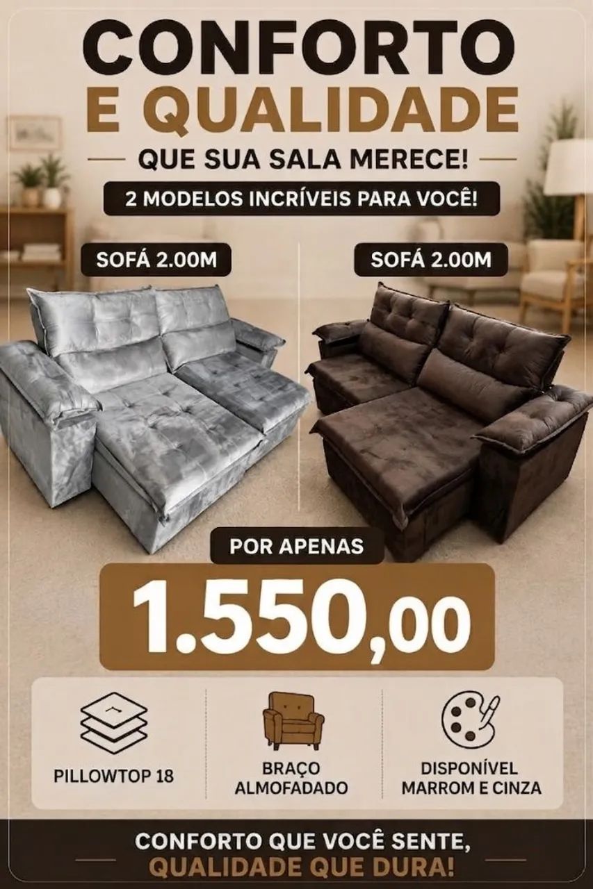 Sofá retrátil reclinavel 2.0mts $1.550  e 2.30mts $1.899 