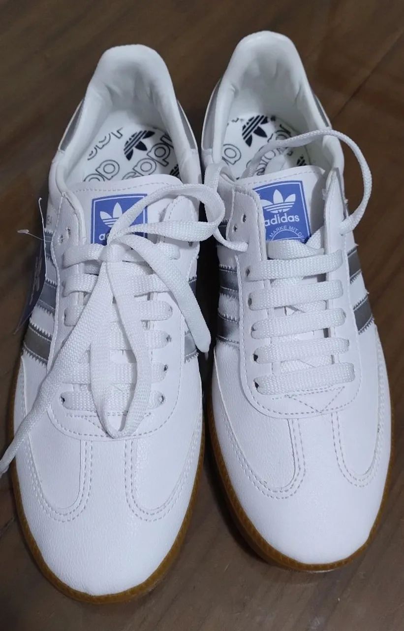 Tênis Adidas Samba 36/37. Novo, sem uso. Primeira linha branco e prata! - Foto 2