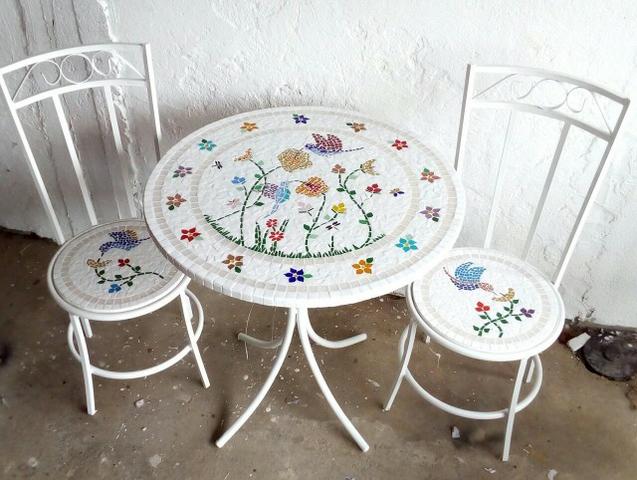 Passarinho, arara, borboleta, jardim, flor, planta mosaico