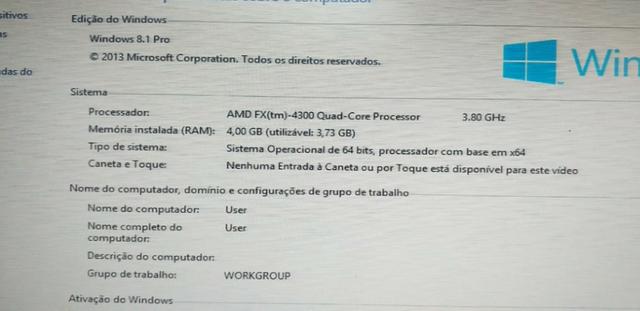 Computador montado fx 4300 Windows 8.1 Antivírus para 02 anos original - Foto 2