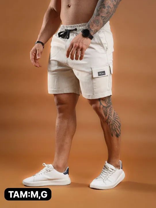 Shorts Masculino Preto creme bermuda mauricinho CARGO alto padrão de conforto  - Foto 4