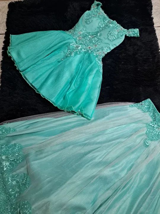 Lu Rodrigues Azul Tiffany Vestido Debutante Vestido Longo Vestido