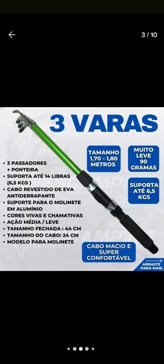 Kit de Pesca Completo - Varas, Carretilhas e Acessórios - Foto 3
