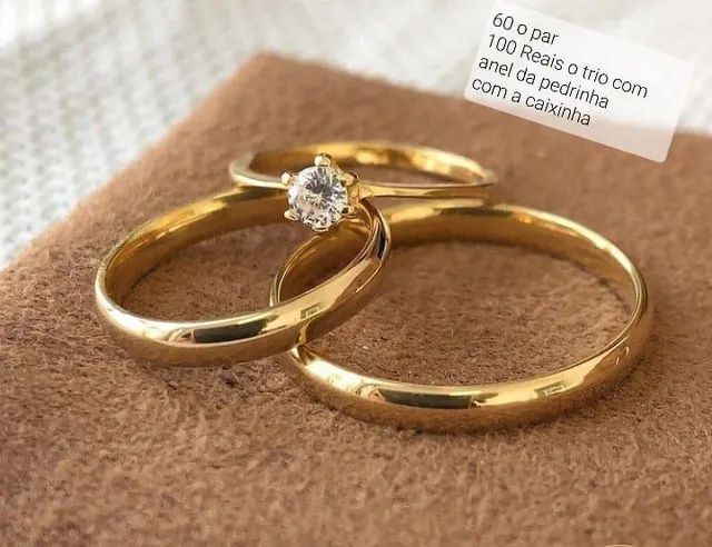 Trio de alianças jateadas  - Foto 4