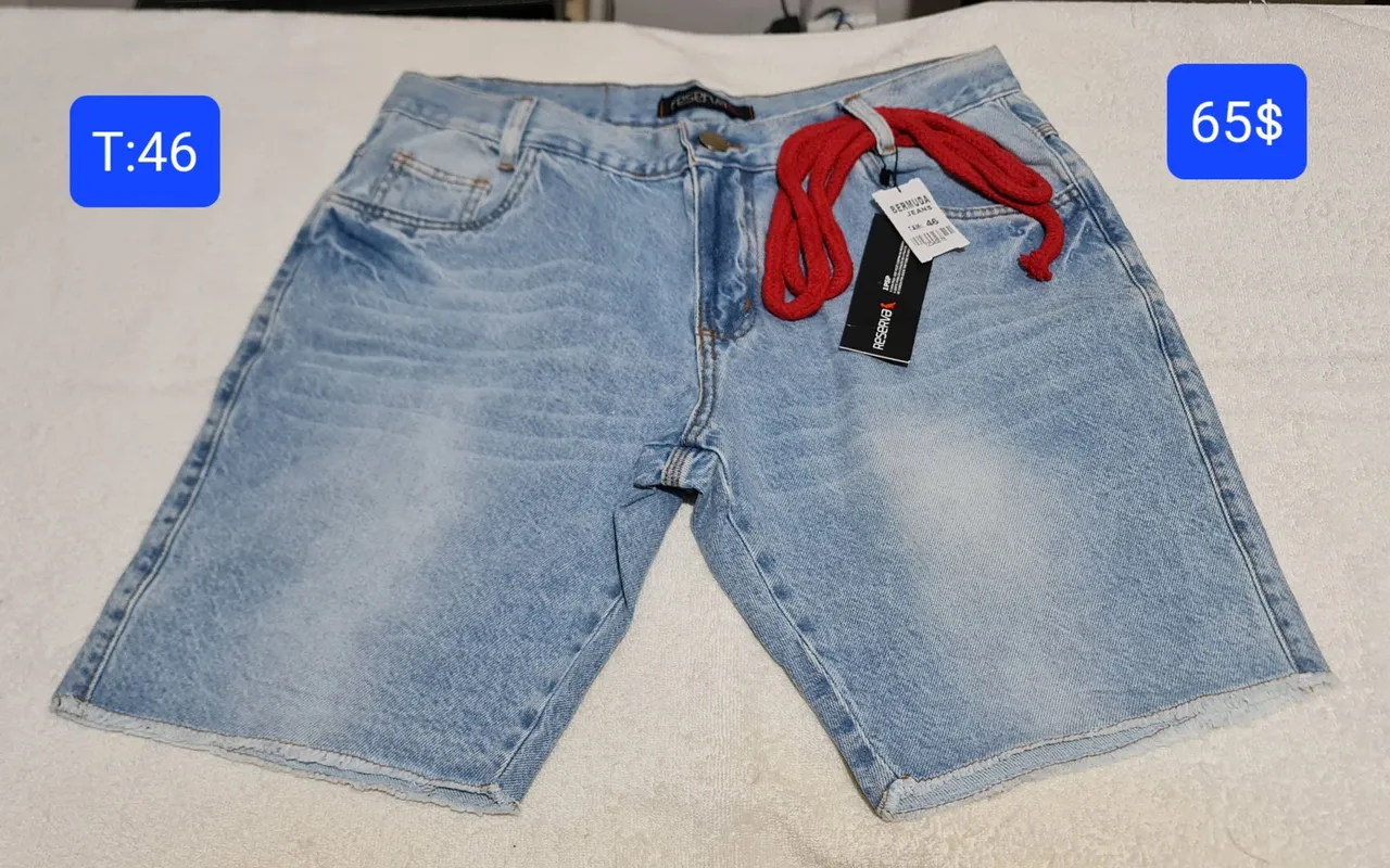 Bermuda jeans com cordão da Reserva tamanho 44 e 46