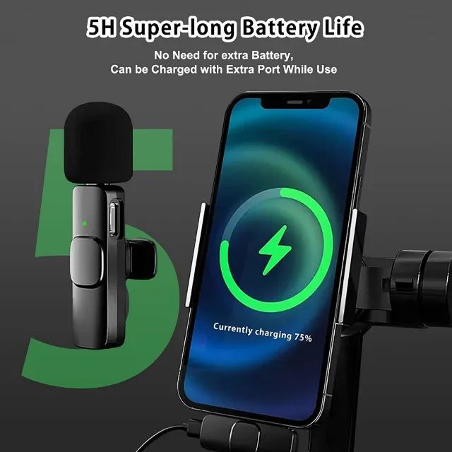 Microfone de Lapela Sem Fio K9 Vlog Compatível Tipo C e iPhone - Foto 3