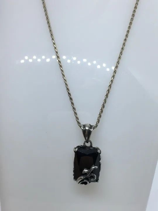 Colar em Prata 925 com pingente de pedra vintage - Foto 5