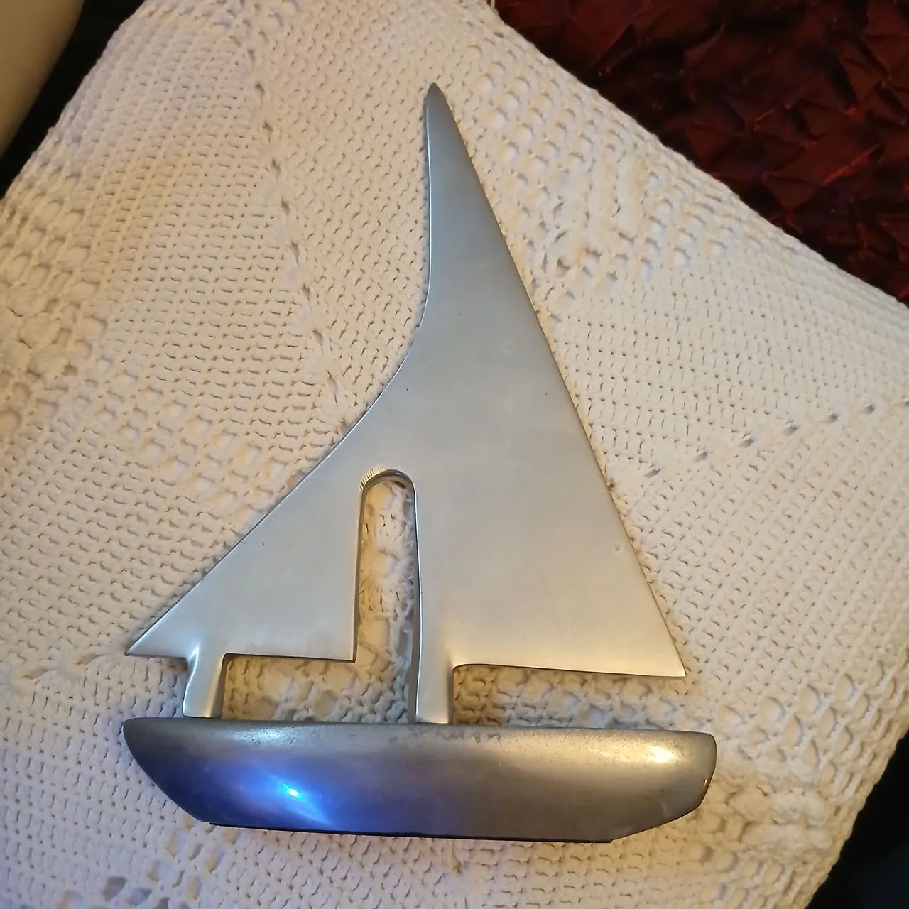 1980s Aluminum Boat Sculpture
