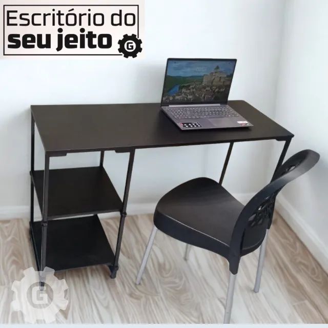 Escrivaninha Industrial 1,1m NOVA Mesa Multiuso Escritório Computador Notebook de Estudo - Foto 2