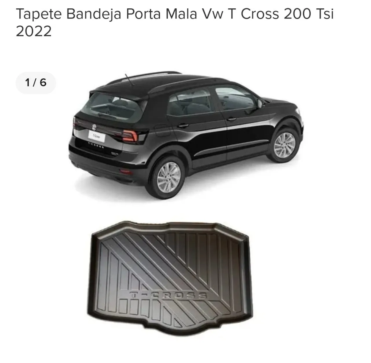 Tapete Bandeja Porta Malas VW T Cross 200 Tsi 2022