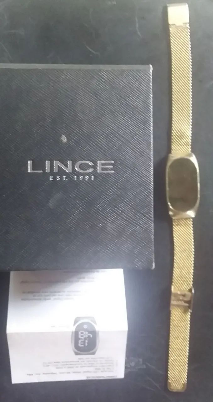 Relógio Lince Feminino Dourado funcionando perfeitamente
