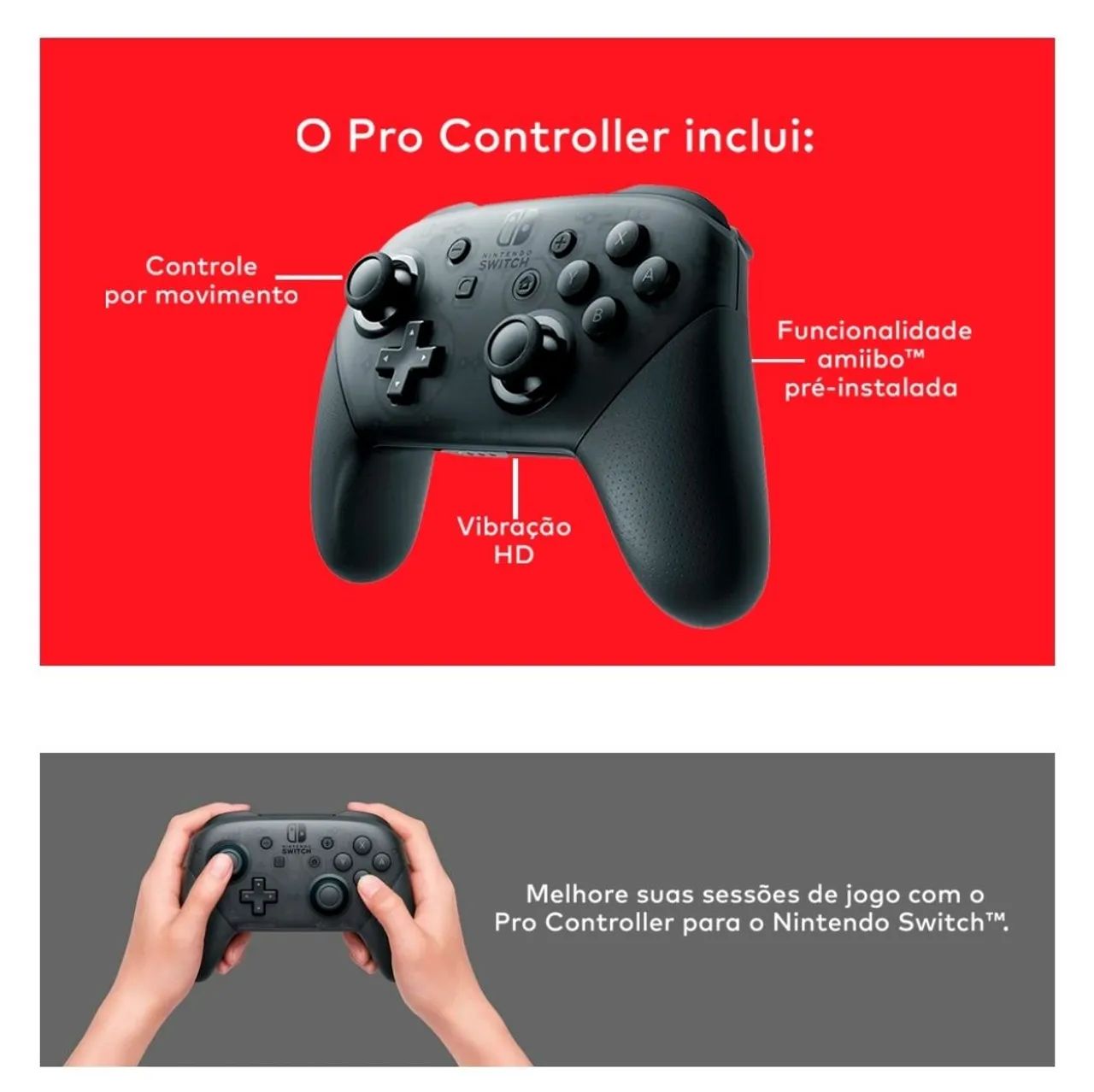 Nintendo Switch Pro Controller sem fio preto - Foto 5