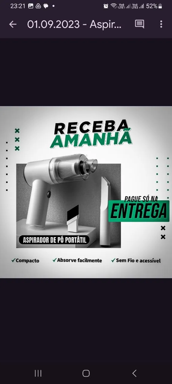 Aspirador de Pó Portátil - PAGUE NA ENTREGA