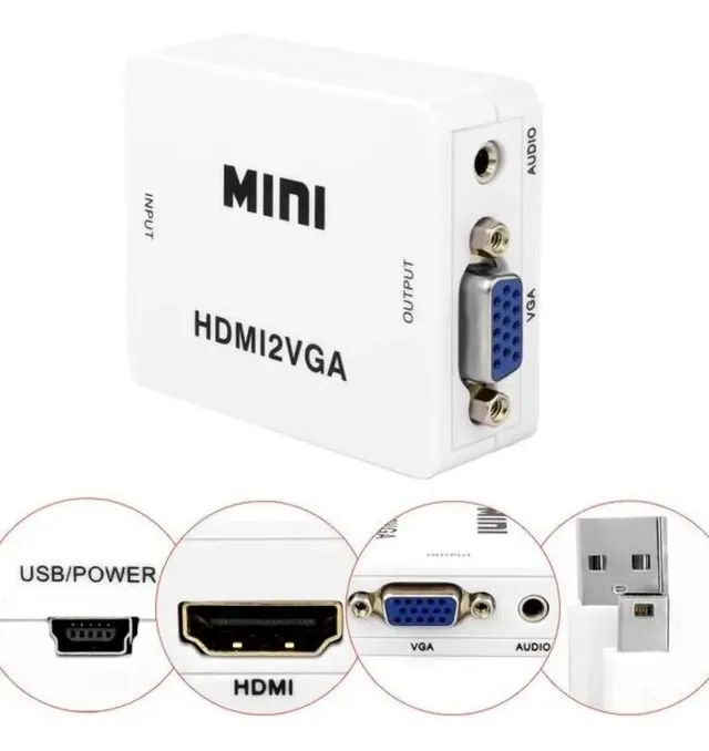 Adaptador Conversor De Vídeo Hdmi Para Vga Hdmi2vga Mini - Foto 2
