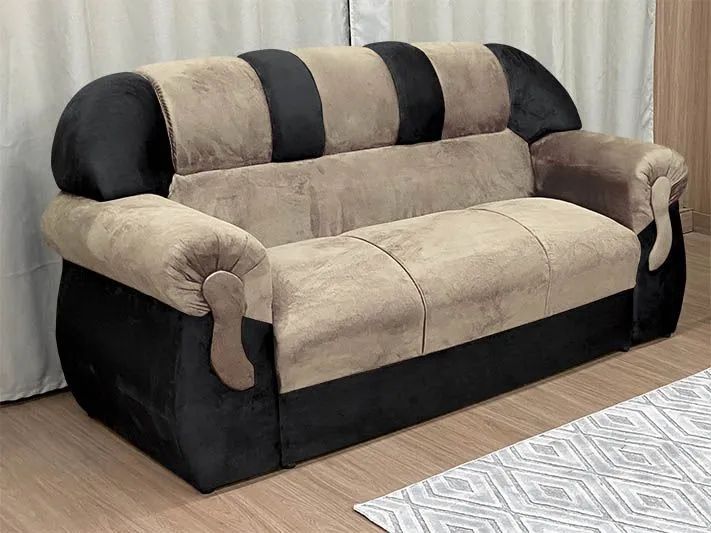 Conjunto de Sofás 2 e 3 Lugares Bege/Preto - Foto 3