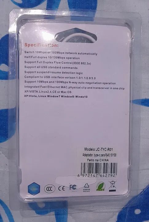 Adaptador de Rede USB-C para Ethernet 10/100Mbps - Foto 2