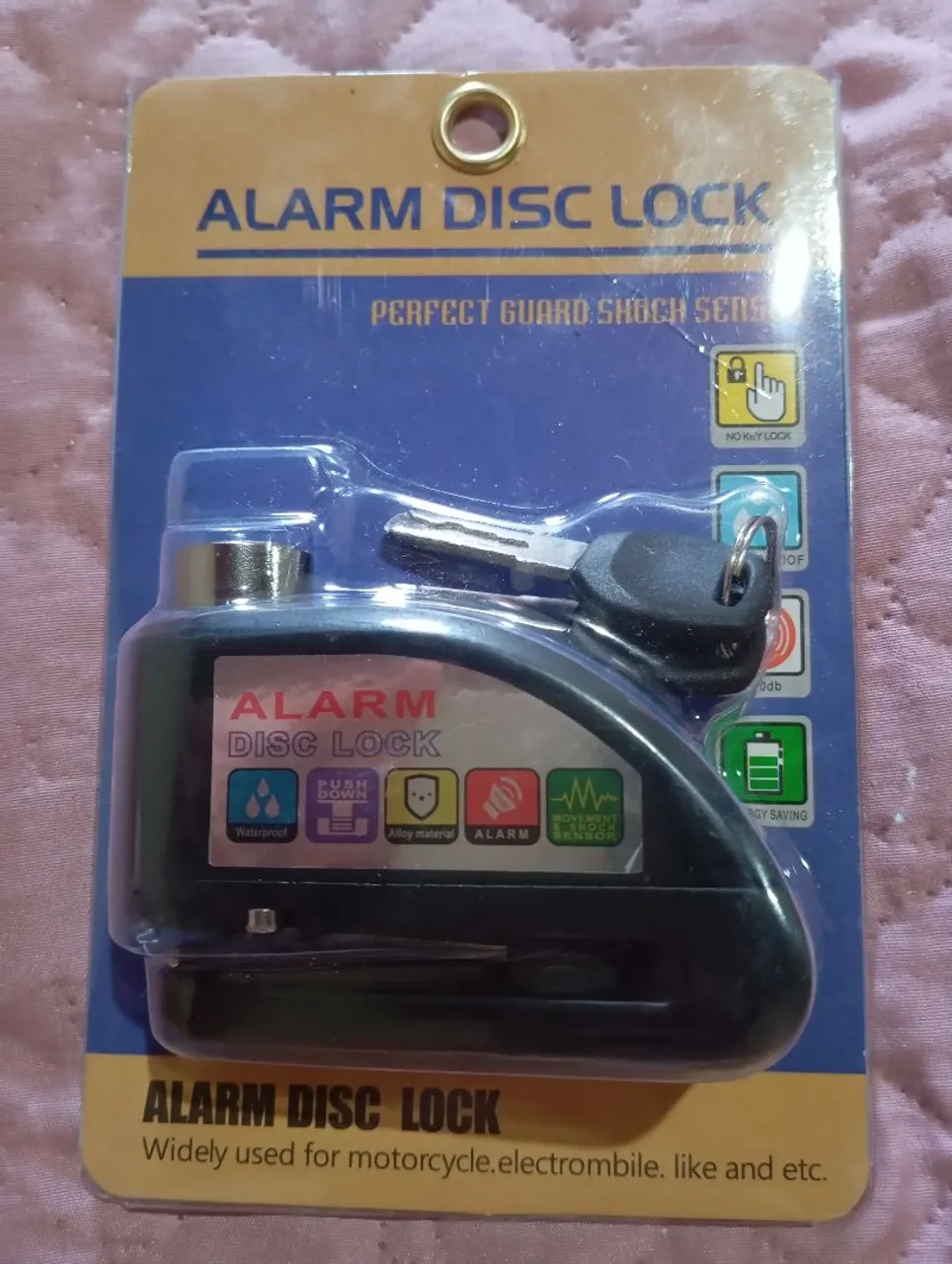 Trava de disco com alarme para moto