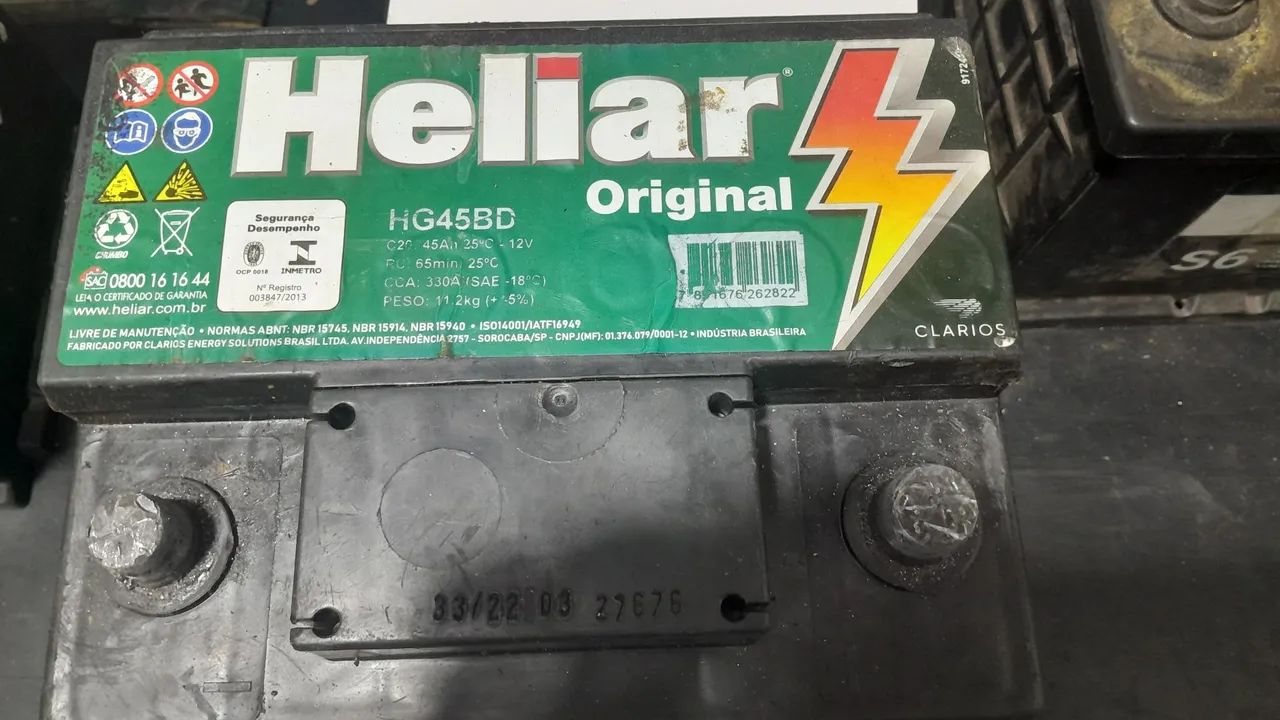 Bateria Heliar 45Ah - semi nova - em boas condições  - Foto 2