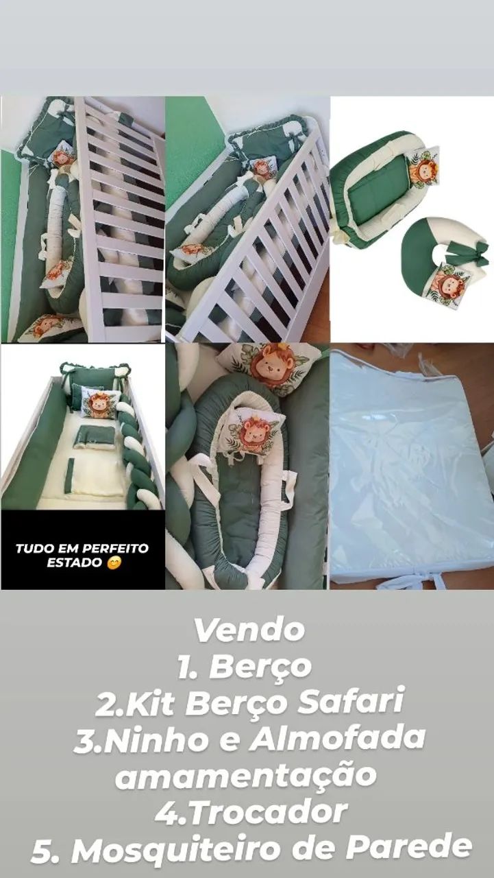 Kit Berço Safari Completo - Berço, Ninho e Acessórios