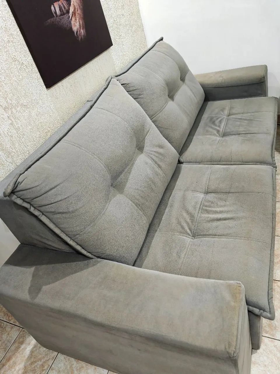 Sofá 3 lugares Suede Retrátil  - Foto 2