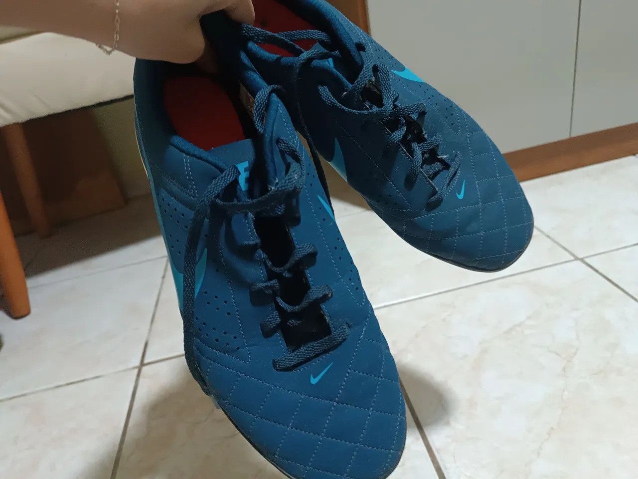 Chuteira Nike Beco 2 Society - Azul, Semi-Nova, Só Usada 2x!<br>