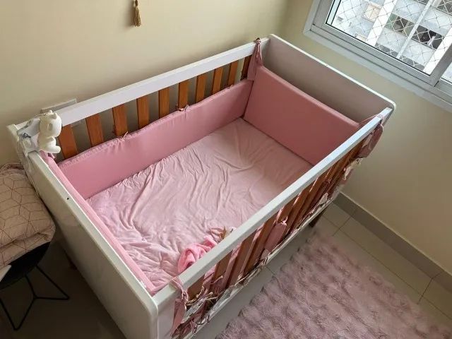 Vendo Berço semi-novo Matic Nature branco/freijó Eva Wood + Colchão de berço Ortobom D18 - Foto 3