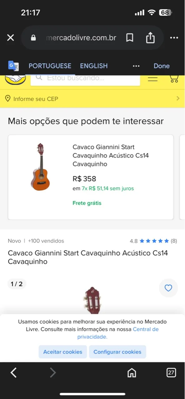 Cavaco Giannini Start Cavaquinho Acústico Cs14