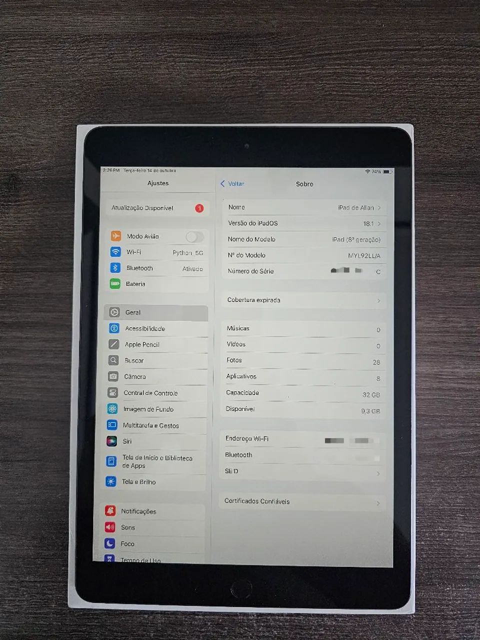 iPad 8 32 GB + Apple Pencil Original