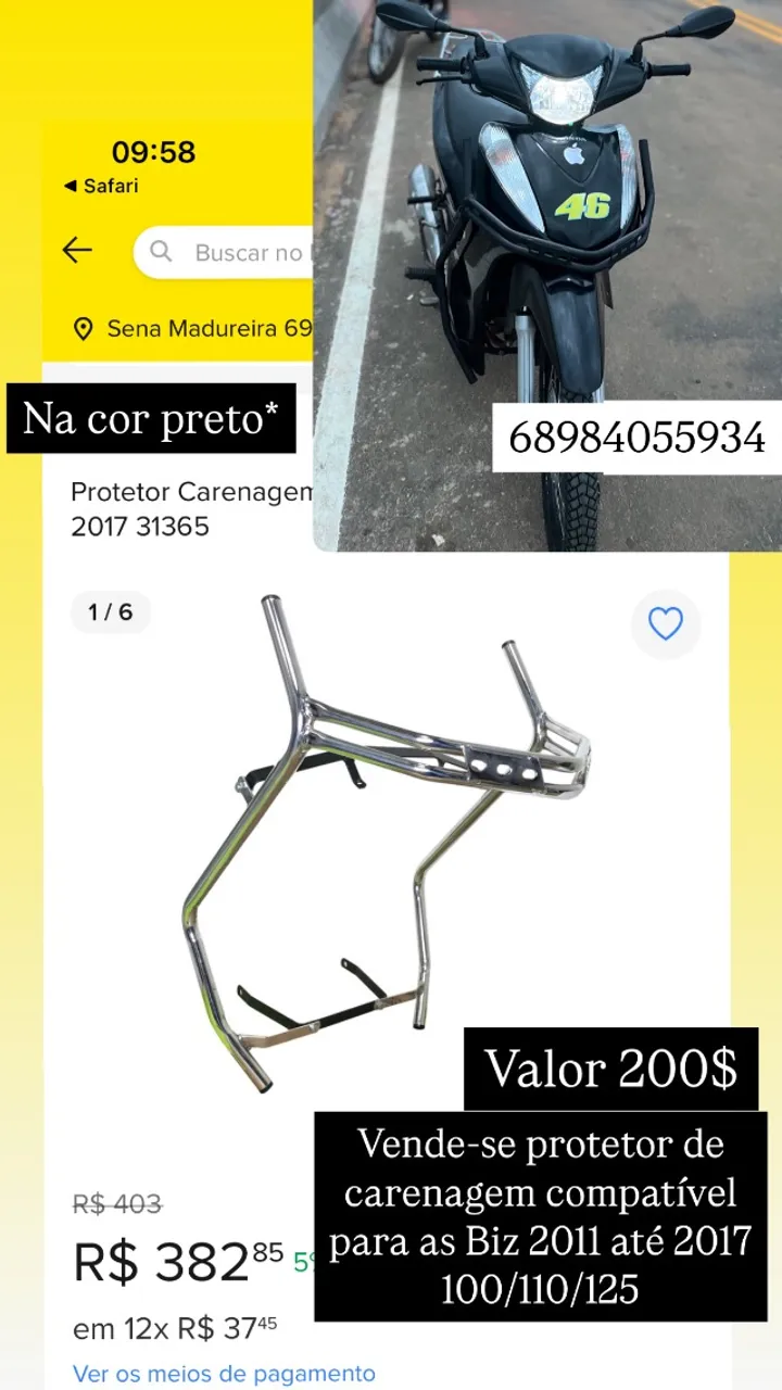 Protetor de carenagem Para Biz