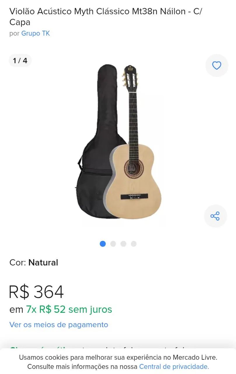 Violão Acústico Myth Clássico Mt38n Náilon - C/ Capa