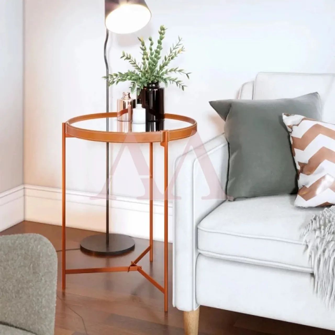Mesa Lateral Aqua Espelho Cobre Imcal<br>