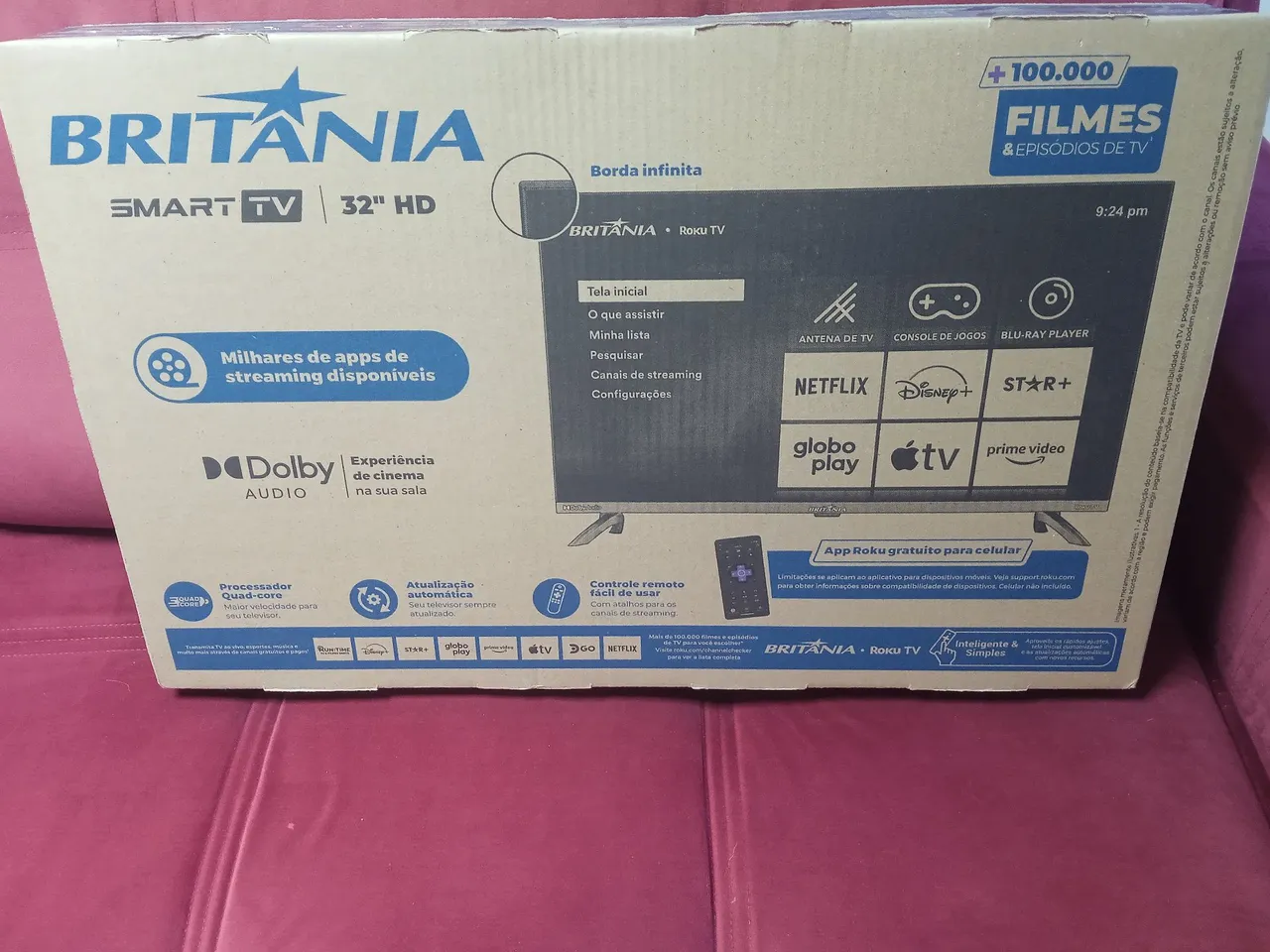 Smart TV 32" HD Britânia Roku TV - Streaming e Imagem Incríveis!