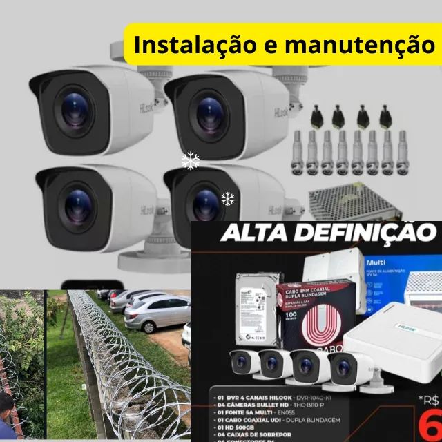 Câmera de segurança, cerca elétrica, alarme , interfone , motor de portão 