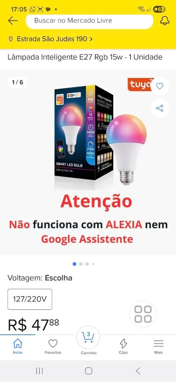 Lâmpada LED Smart RGB+CCT - Iluminação Inteligente - Foto 3