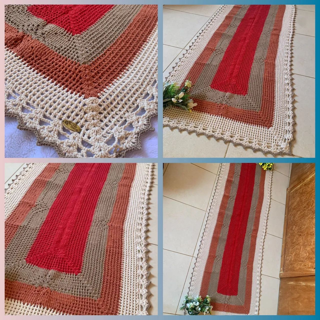 Tapete tipo passadeira de crochê  - Foto 3