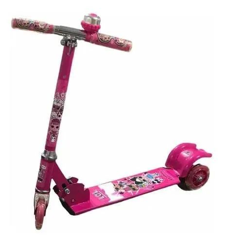 R$99.99 patinete infantil lol rosa 3rodas com buzina novo 0km 