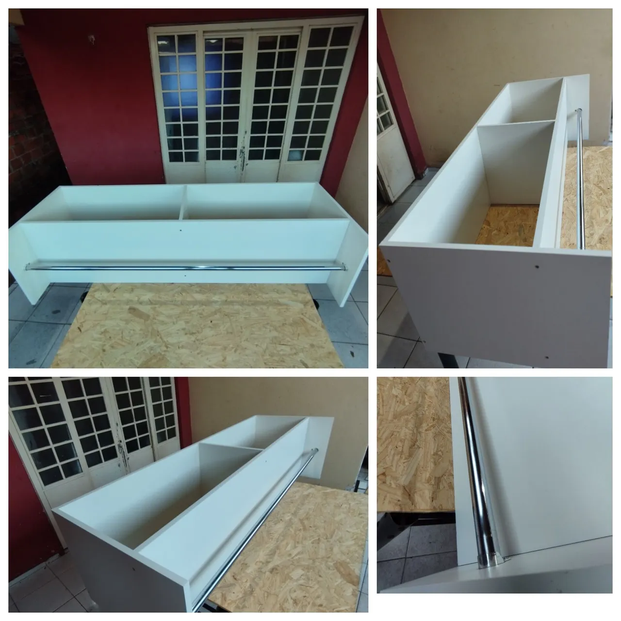 Móvel Organizador Branco com Barra para Roupas