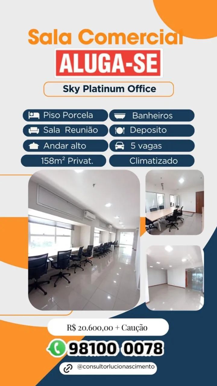 Sala Comercial Corporativa 158m² Sky Platinum Offices Confira