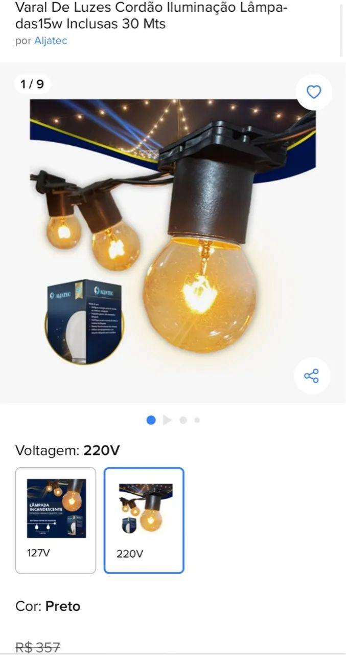 Extensão 30 lâmpadas 