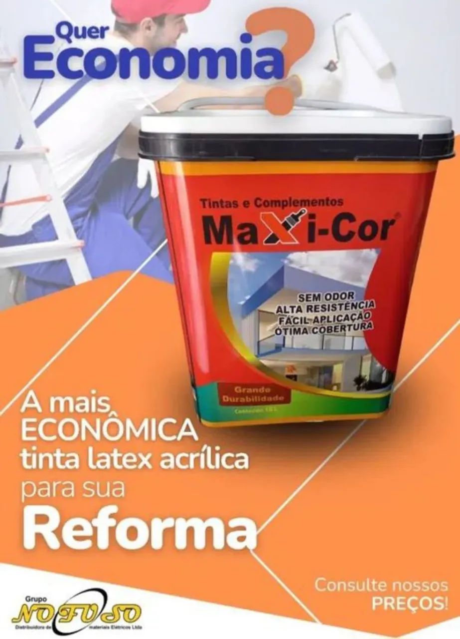 Tinta Látex Acrílica Maxi-Cor 18L - Economia e Qualidade!
