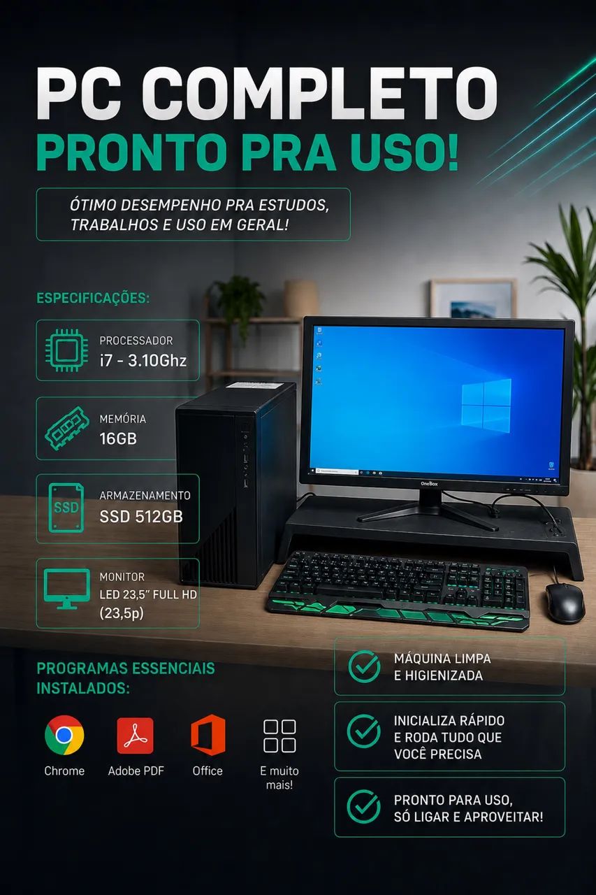 PC COMPLETO - PROC. i7 - 16GB RAM - 512GB (SSD)