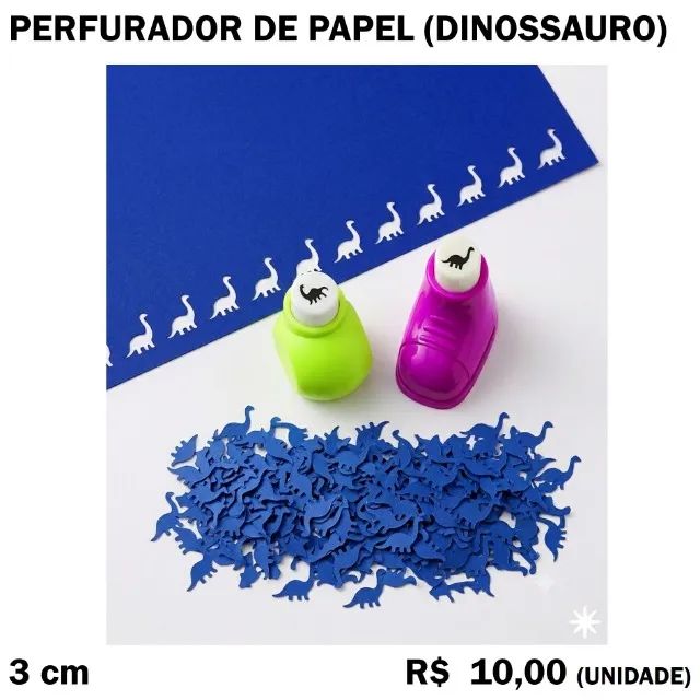 Perfurador de Papel - maçã, dinossauro, golfinho, lua, caranguejo, flecha - Foto 3