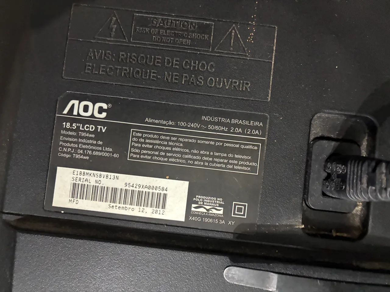 Televisão Tv 18 polegadas AOC pequena Digital * Com Detalhe LEIA - Foto 4