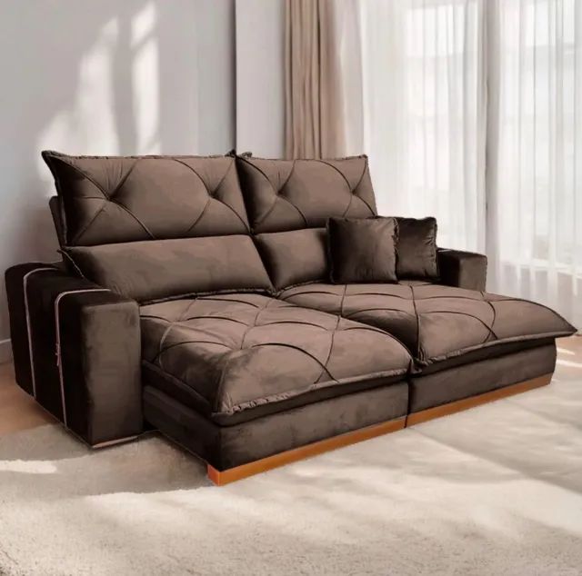 Sofá Conforto Supremo Retrátil Marrom 2,00 m - Foto 3