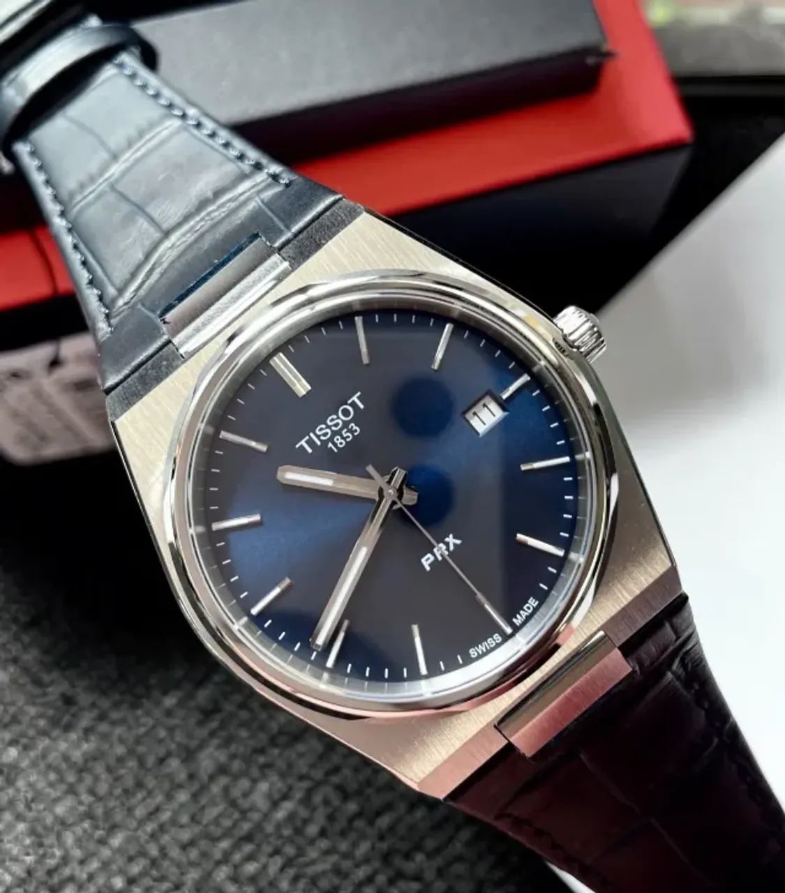 Tissot Prx Azul 40mm Pulseira Couro