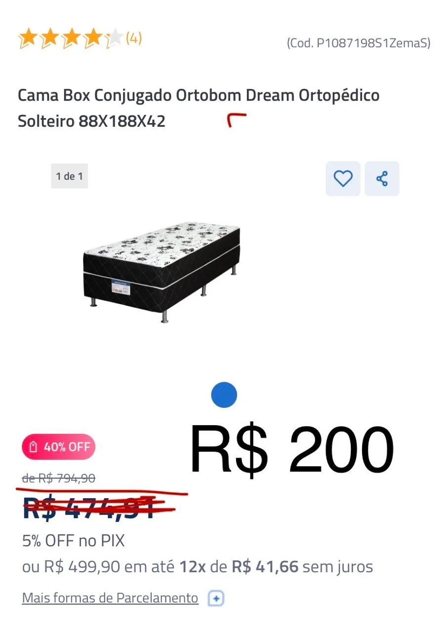 Cama de Solteiro (box + colchão) - Foto 2